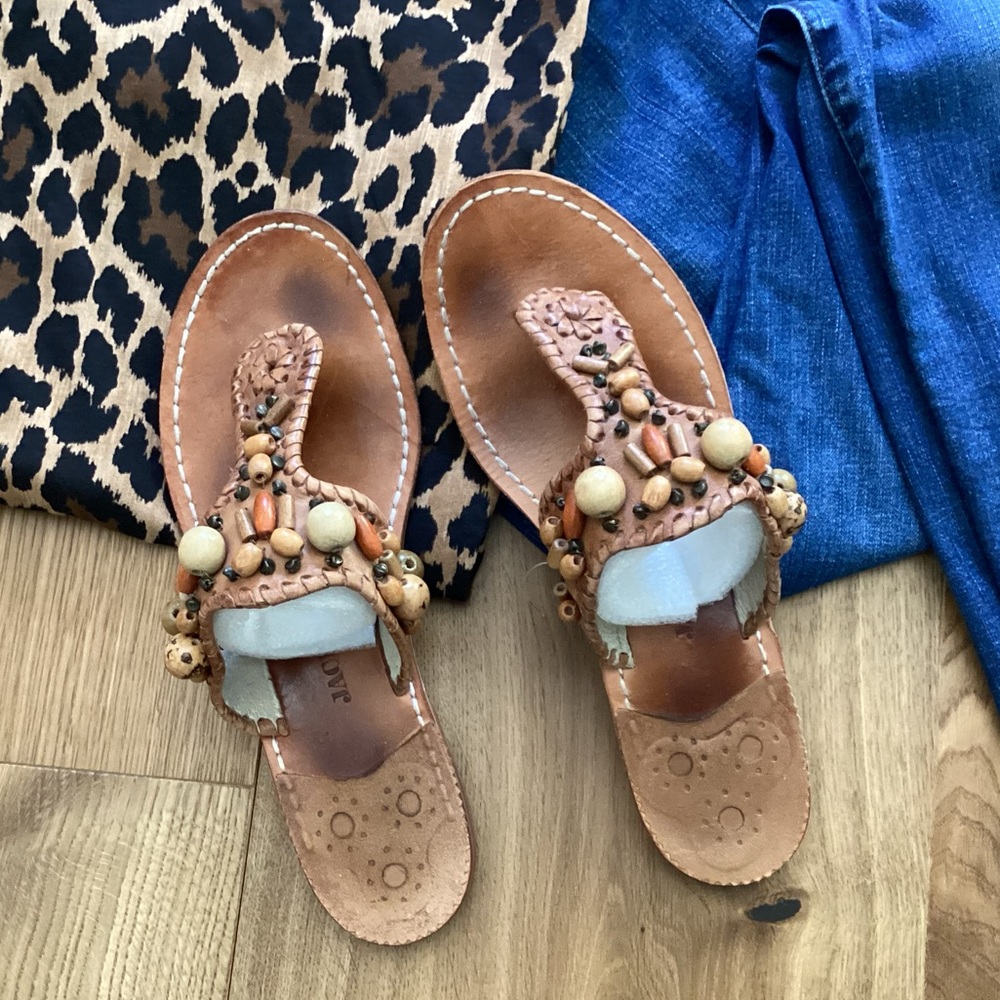Jack Rogers Cognac Wood Beaded sandal